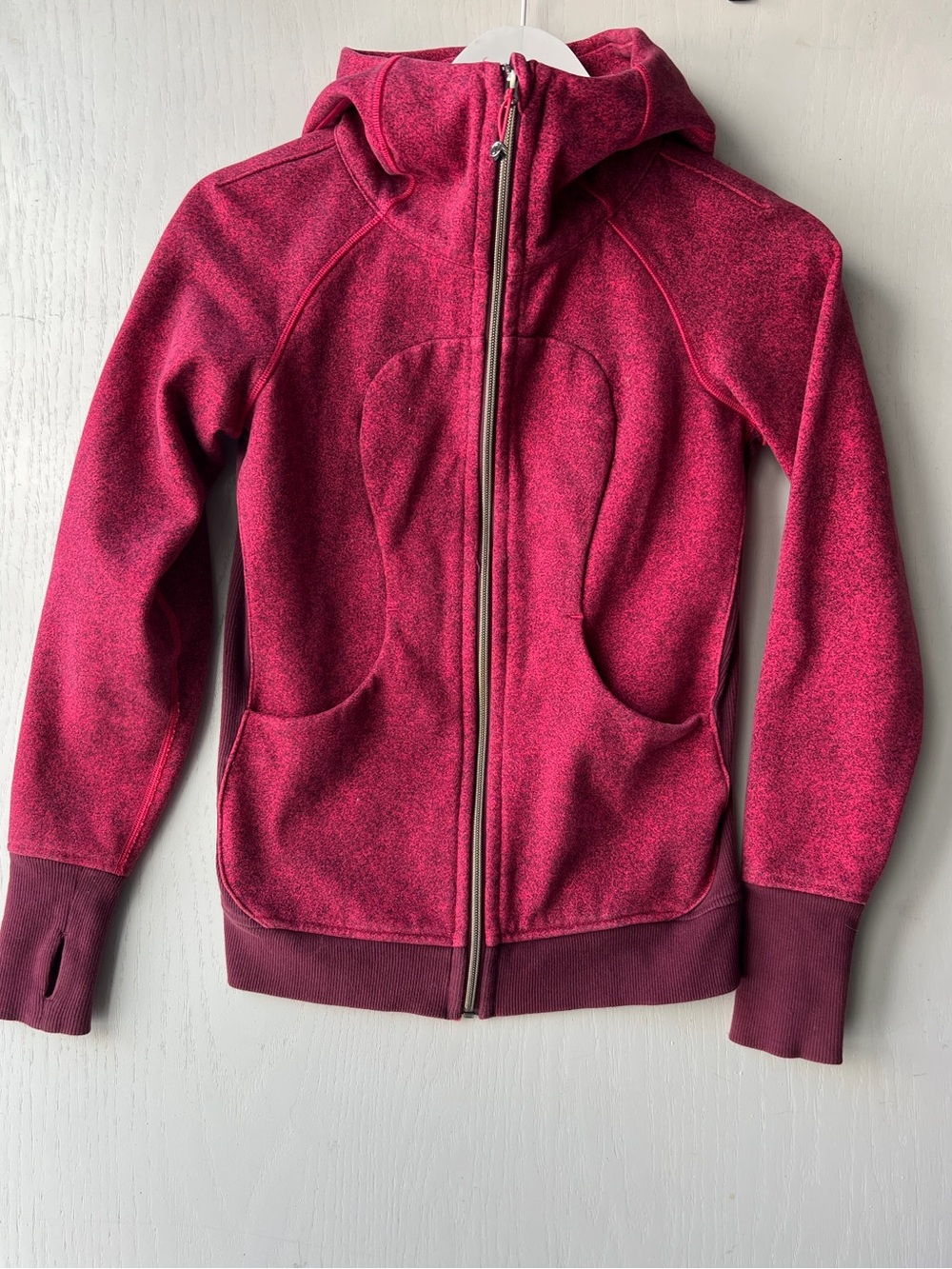 Lululemon Hoodie Womens 4 Pink Speck Scuba Full Zip Hooded Athleisure Workout